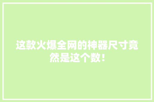 这款火爆全网的神器尺寸竟然是这个数！
