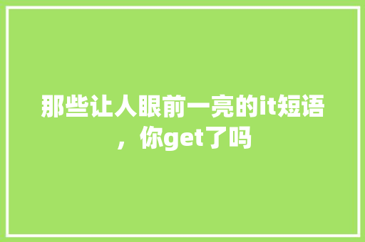 那些让人眼前一亮的it短语，你get了吗