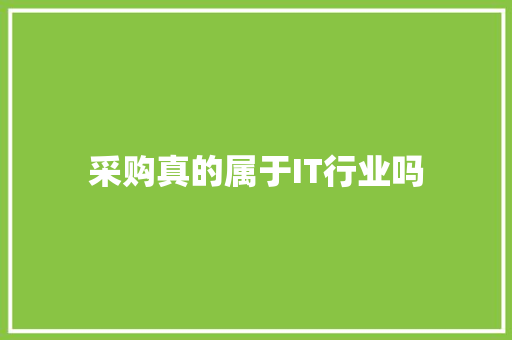 采购真的属于IT行业吗