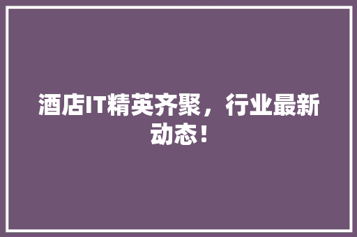 酒店IT精英齐聚，行业最新动态！