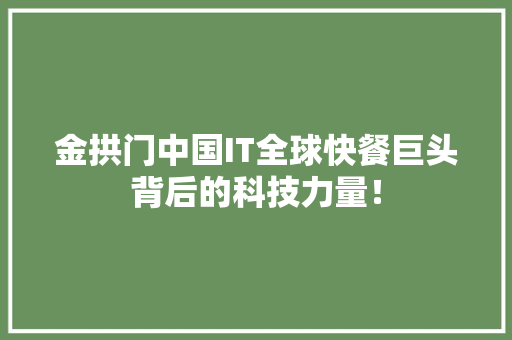 金拱门中国IT全球快餐巨头背后的科技力量！ 必应SEO