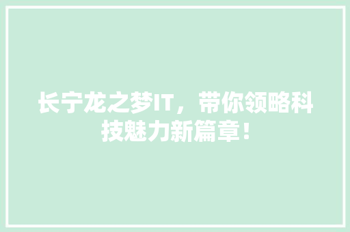 长宁龙之梦IT，带你领略科技魅力新篇章！