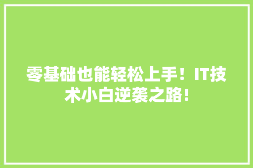 零基础也能轻松上手！IT技术小白逆袭之路！