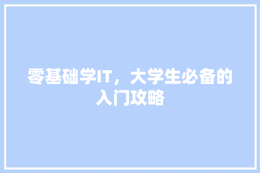 零基础学IT，大学生必备的入门攻略 网站建设公司