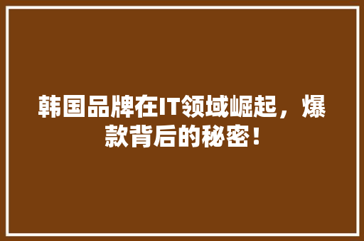 韩国品牌在IT领域崛起，爆款背后的秘密！