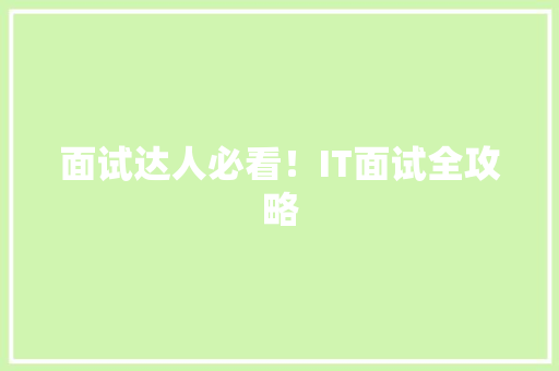面试达人必看！IT面试全攻略 网站建设公司
