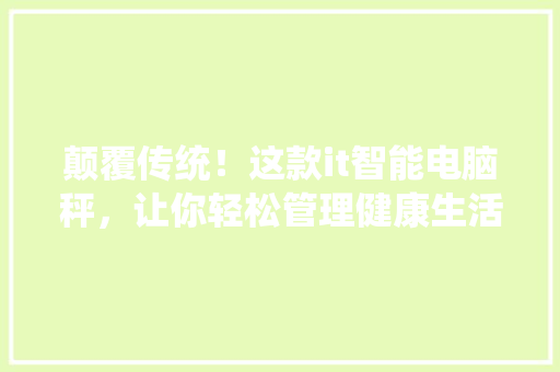 颠覆传统！这款it智能电脑秤，让你轻松管理健康生活！