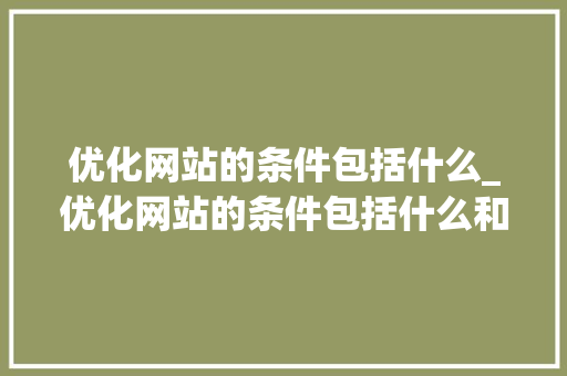 优化网站的条件包括什么_优化网站的条件包括什么和什么。