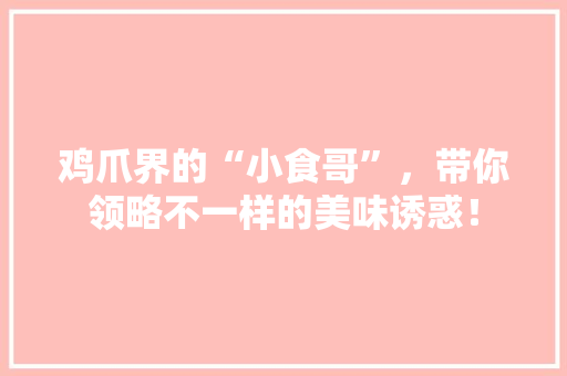 鸡爪界的“小食哥”，带你领略不一样的美味诱惑！