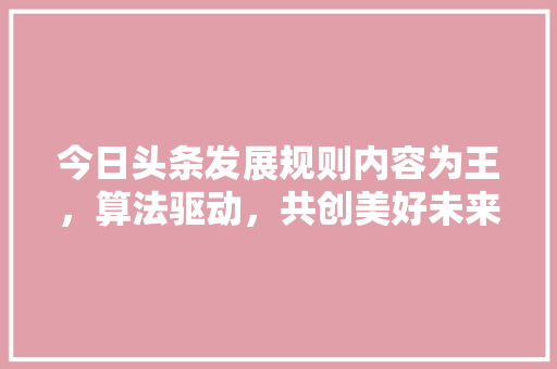 今日头条发展规则内容为王，算法驱动，共创美好未来 搜狗SEO