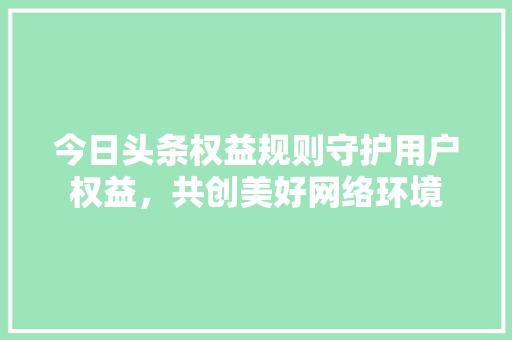 今日头条权益规则守护用户权益，共创美好网络环境 神马SEO