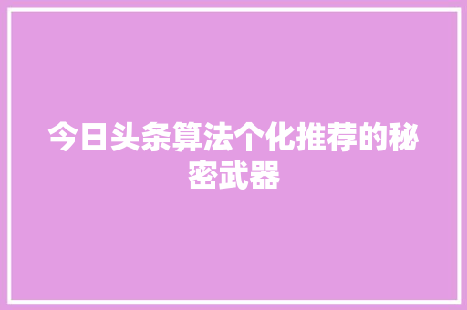 今日头条算法个化推荐的秘密武器 神马SEO