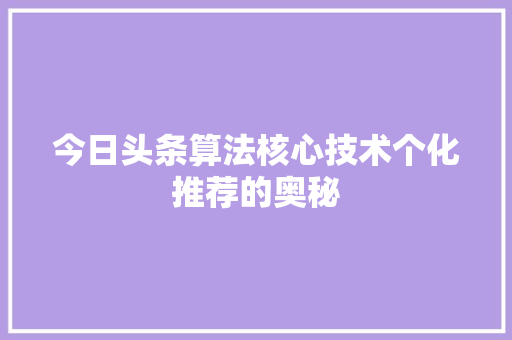 今日头条算法核心技术个化推荐的奥秘 网站建设公司