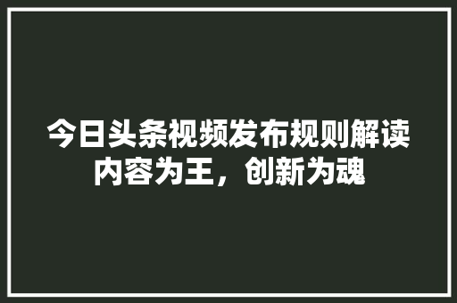 今日头条视频发布规则解读内容为王，创新为魂 必应SEO