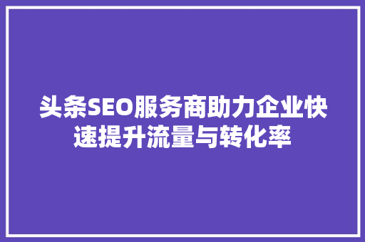 头条SEO服务商助力企业快速提升流量与转化率