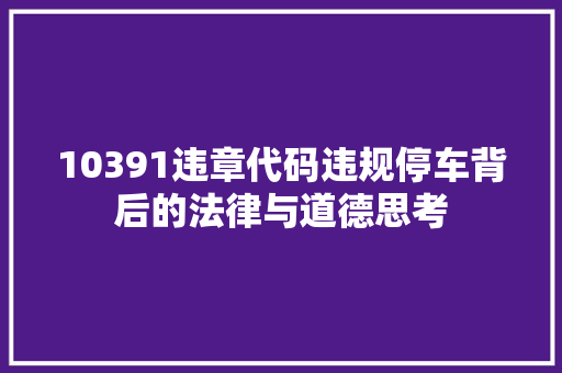 10391违章代码违规停车背后的法律与道德思考