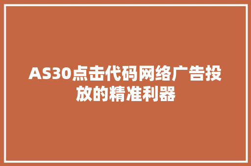 AS30点击代码网络广告投放的精准利器