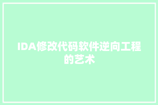 IDA修改代码软件逆向工程的艺术