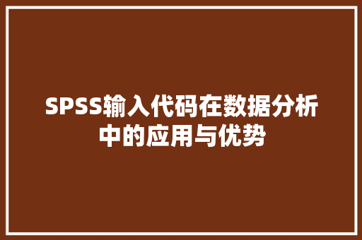 SPSS输入代码在数据分析中的应用与优势 网站建设公司