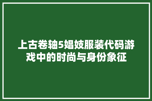 上古卷轴5娼妓服装代码游戏中的时尚与身份象征 搜狗SEO