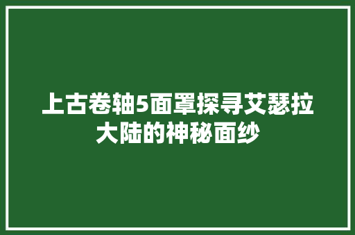 上古卷轴5面罩探寻艾瑟拉大陆的神秘面纱 必应SEO