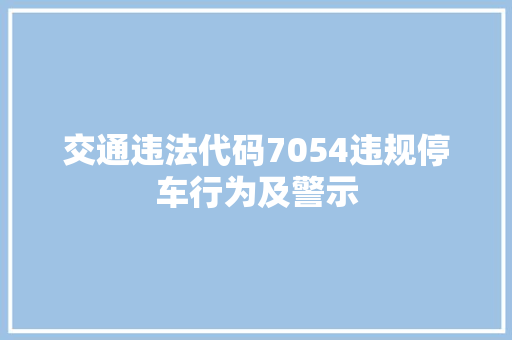 交通违法代码7054违规停车行为及警示 必应SEO