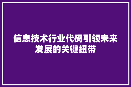 信息技术行业代码引领未来发展的关键纽带 SEO关键词