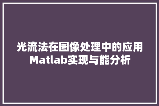 光流法在图像处理中的应用Matlab实现与能分析