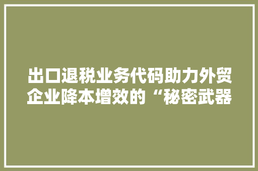 出口退税业务代码助力外贸企业降本增效的“秘密武器” 网站建设公司