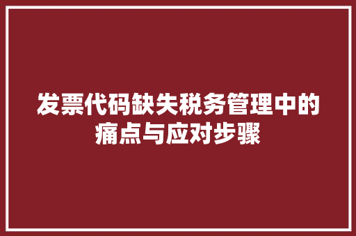 发票代码缺失税务管理中的痛点与应对步骤 网站建设公司