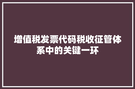 增值税发票代码税收征管体系中的关键一环