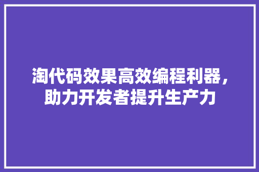淘代码效果高效编程利器，助力开发者提升生产力 网站建设公司