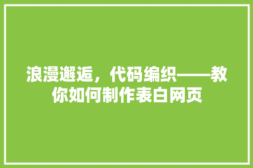 浪漫邂逅，代码编织——教你如何制作表白网页 网站建设公司
