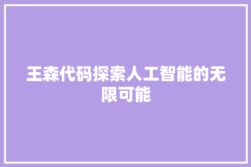 王森代码探索人工智能的无限可能 百度SEO