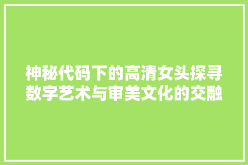 神秘代码下的高清女头探寻数字艺术与审美文化的交融 SEO关键词