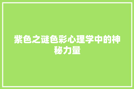 紫色之谜色彩心理学中的神秘力量 必应SEO