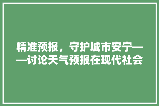 精准预报，守护城市安宁——讨论天气预报在现代社会的重要作用 神马SEO