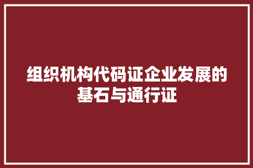 组织机构代码证企业发展的基石与通行证