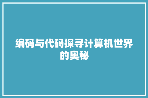 编码与代码探寻计算机世界的奥秘 必应SEO