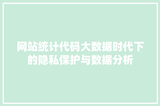 网站统计代码大数据时代下的隐私保护与数据分析