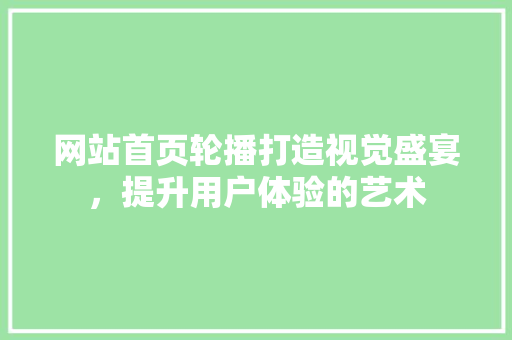 网站首页轮播打造视觉盛宴，提升用户体验的艺术 百度SEO
