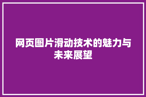网页图片滑动技术的魅力与未来展望 百度SEO