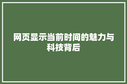 网页显示当前时间的魅力与科技背后 SEO关键词