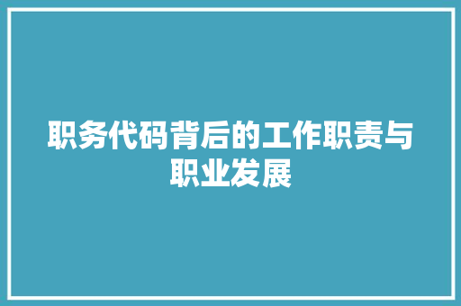 职务代码背后的工作职责与职业发展 神马SEO