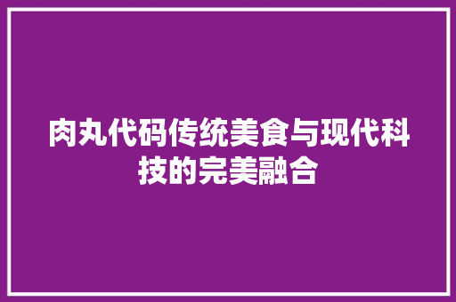 肉丸代码传统美食与现代科技的完美融合
