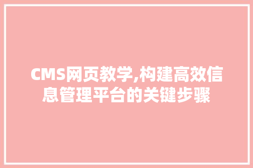CMS网页教学,构建高效信息管理平台的关键步骤 百度SEO