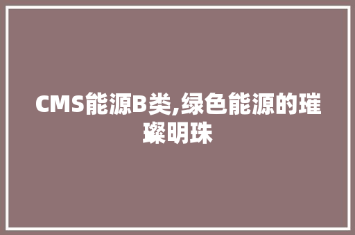 CMS能源B类,绿色能源的璀璨明珠 百度SEO