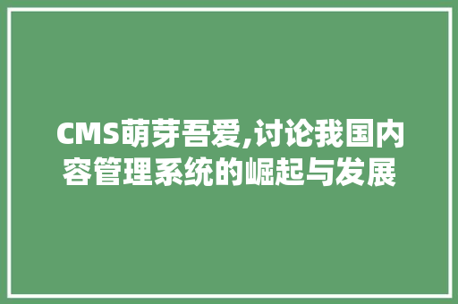 CMS萌芽吾爱,讨论我国内容管理系统的崛起与发展 百度SEO