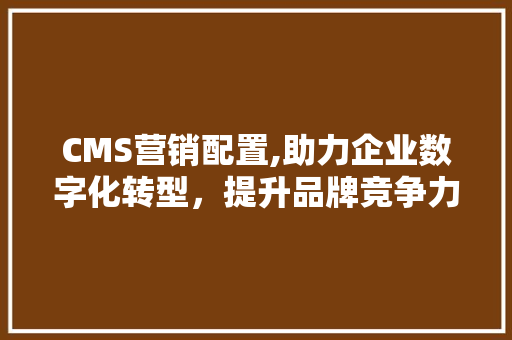 CMS营销配置,助力企业数字化转型，提升品牌竞争力 必应SEO