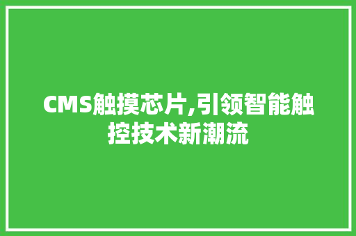 CMS触摸芯片,引领智能触控技术新潮流 百度SEO